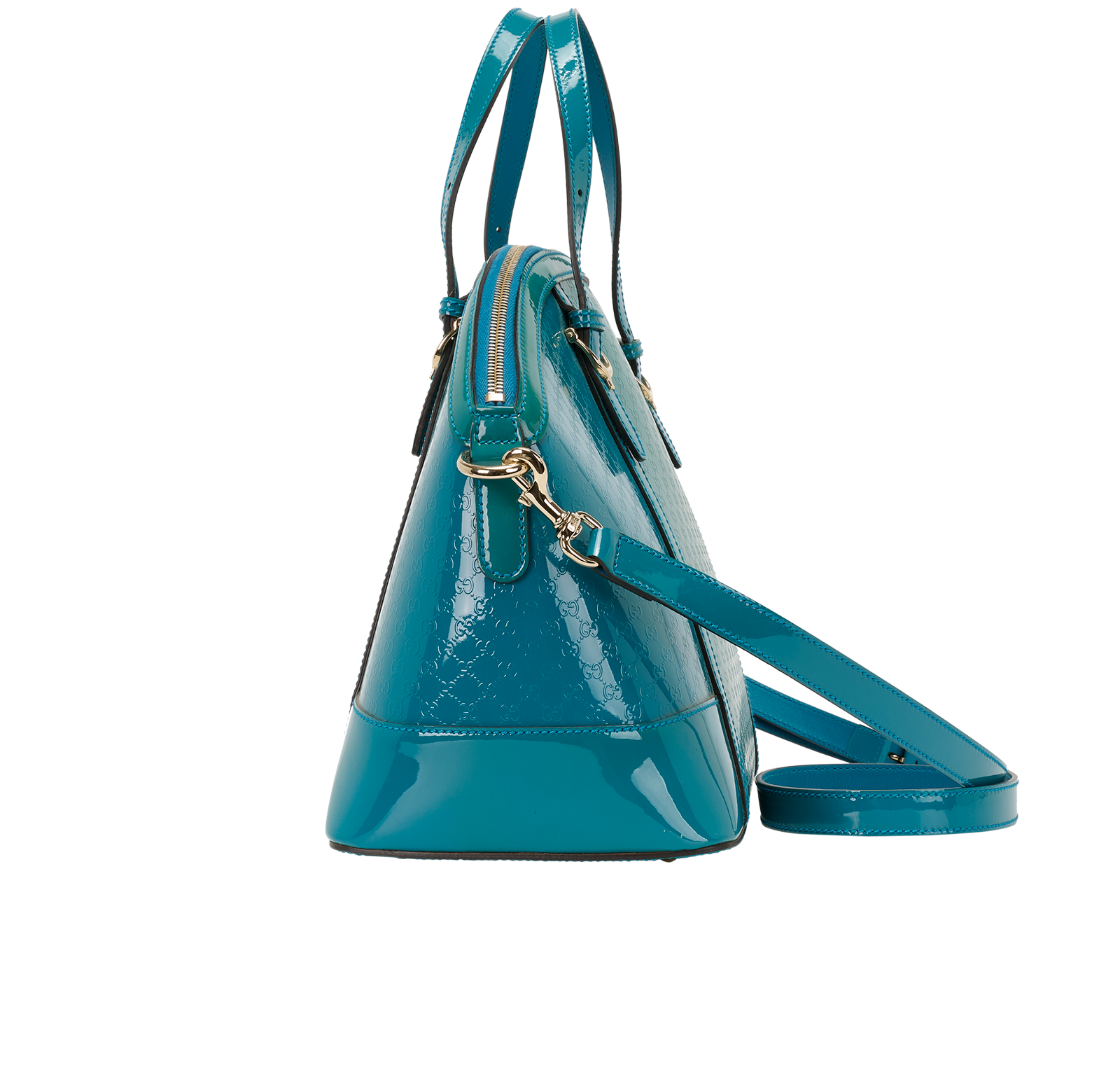 Guccissima Dome Bag, &pound;310, Handbags, Blue, Patent Leather, Bottom view